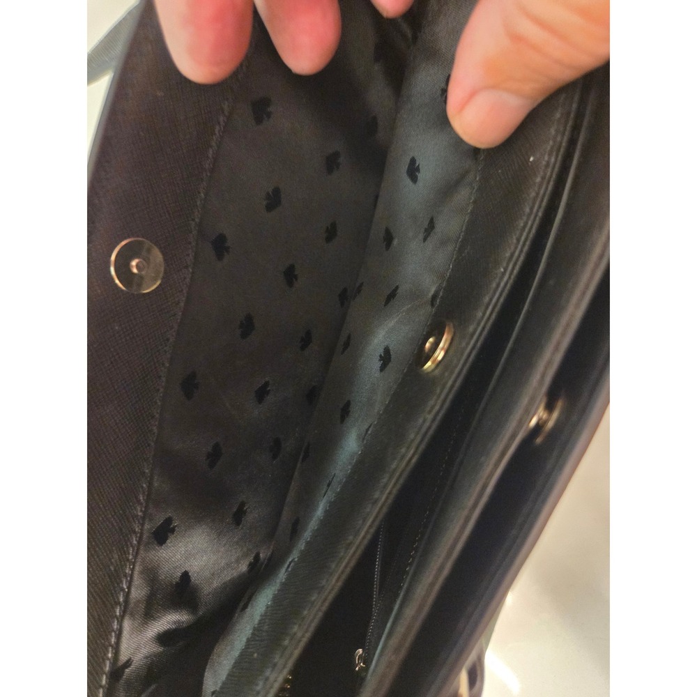 Kate Spade New York Black Saffiano Leather Triple Compartment Satchel Handbag - Picture 5 of 7